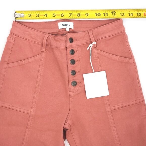 Pistola High Waist Rise Button Fly Straight Leg Denim Jeans Size 28 Red Rock - Picture 4 of 6